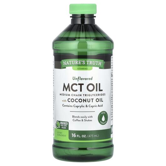 Основне фото товара MCT Oil with Coconut Oil Unflavored, МСТ Тригліцериди, 473 мл
