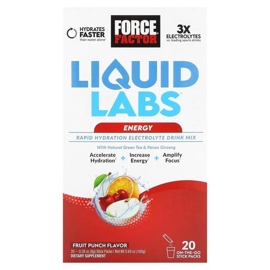 Основне фото товара Liquid Labs Energy Rapid Hydration Electrolyte, Електроліти, 8 g 