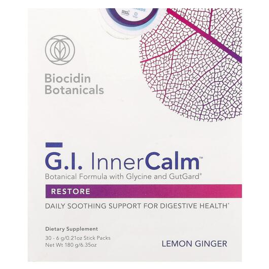 Основне фото товара Biocidin Botanicals, G.I. Inner Calm, Підтримка кишківника, 30 шт