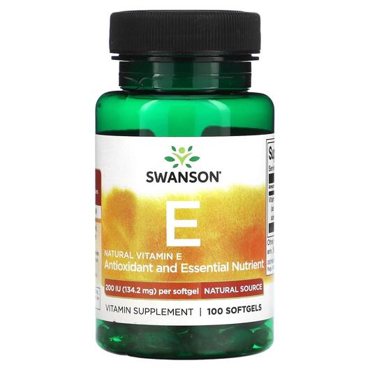 Основне фото товара Natural Vitamin E 134.2 mg, Вітамін E Токофероли, 100 капсул