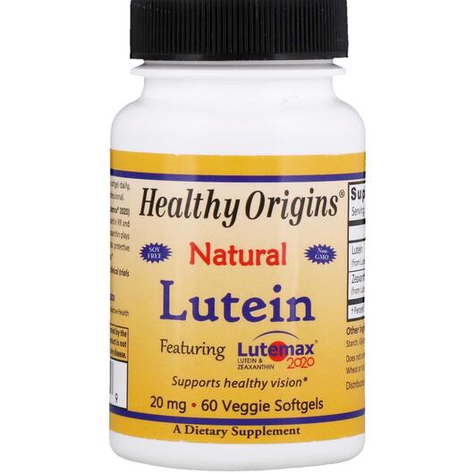 Основне фото товара Healthy Origins, Lutein Natural 20 mg, Лютеин 20 мг, 60 капсул