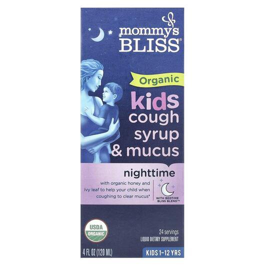 Основне фото товара Kids Organic Cough Syrup & Mucus Night Time, Сироп від кашлю,