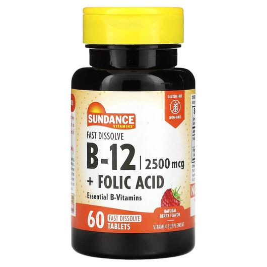 Основне фото товара Fast Dissolve B-12 + Folic Acid, Вітамін B12 Кобаламін, 60 таблет
