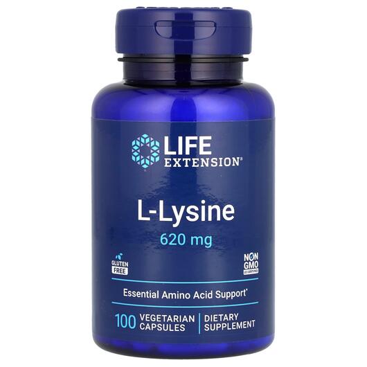 Основне фото товара Life Extension, L-Lysine 620 mg, L-лізин 620 мг, 100 капсул