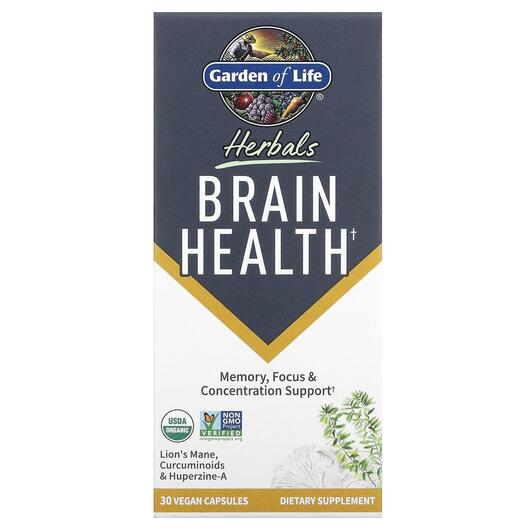 Основне фото товара Garden of Life, Herbals Brain Health Mint, Трави, 30 капсул