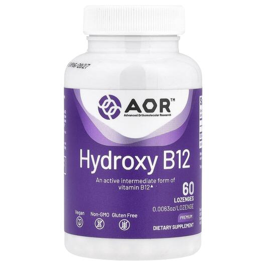 Основне фото товара AOR, Hydroxy B12 1 mg, Вітамін В12 Гідроксокобаламін, 60 пастилок