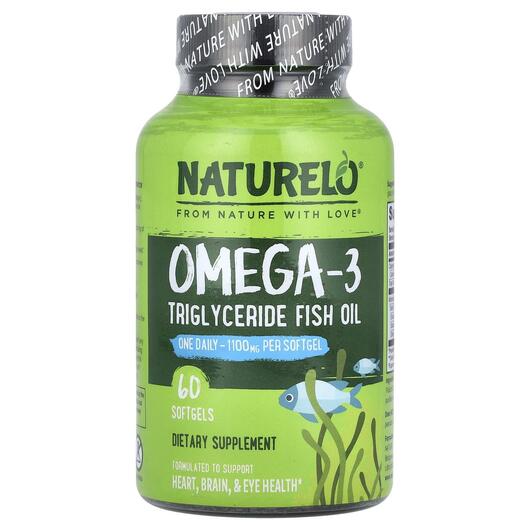 Основне фото товара Naturelo, Omega-3 Triglyceride Fish Oil 1100 mg, ДГК, 60 капсул