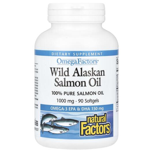 Основне фото товара Wild Alaskan Salmon Oil 1000 mg, Олія з дикого лосося, 90 капсул