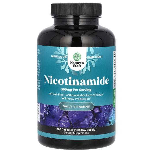 Основне фото товара Nature's Craft, Nicotinamide 500 mg, Нікотинамід НАД+, 180 к