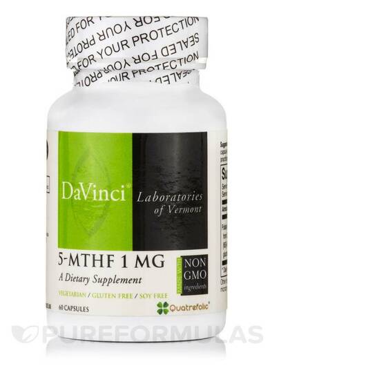 Основне фото товара DaVinci Laboratories, 5-MTHF 1 mg, Метилфолат, 60 капсул