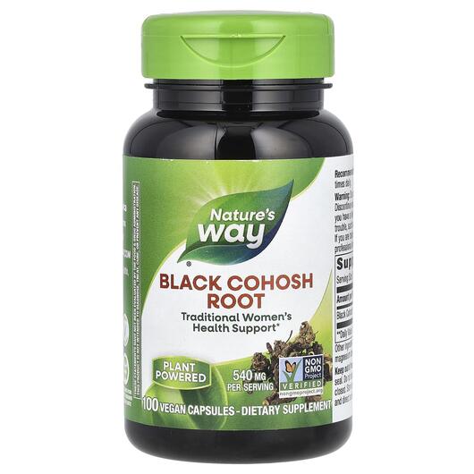 Основне фото товара Nature's Way, Black Cohosh Root, Чорний кохош 540 мг, 100 ка