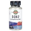 Фото товару KAL, D-3 K-2 Raspberry, Вітаміни D3 K2, 60 таблеток