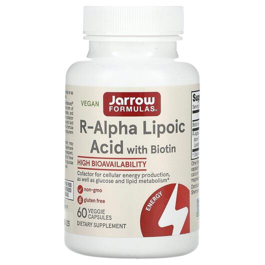 Основне фото товара R-Alpha Lipoic + Biotin, R-альфа ліпоєва + біотин, 60 капсул