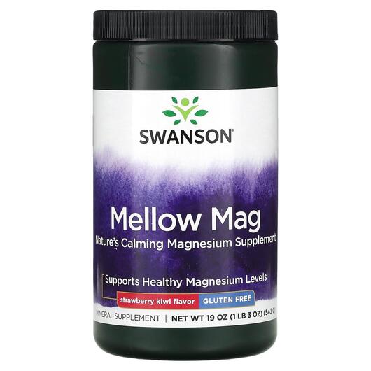 Основне фото товара Swanson, Mellow Mag Strawberry Kiwi, Магній, 543 г