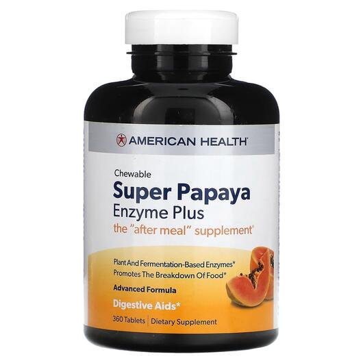 Основне фото товара Super Papaya Enzyme Plus, Жувальні Ферменти Папайї, 360 таблеток