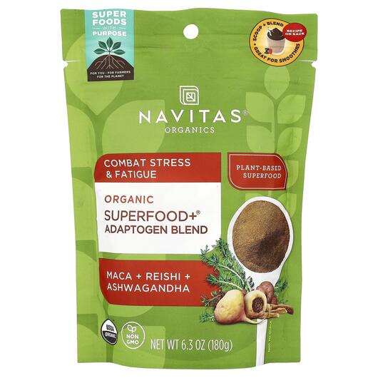 Основне фото товара Organic Superfood+ Adaptogen Blend Maca + Reishi, Ашваганда, 180 