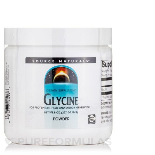 Основне фото товара Source Naturals, Glycine Powder, L-Гліцин, 227 г