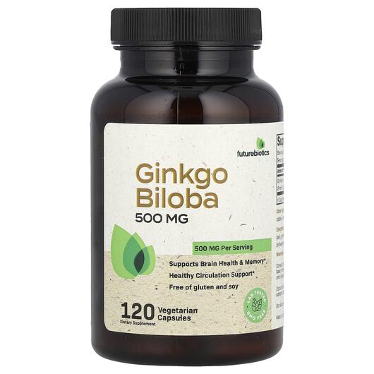 Основне фото товара Future Biotics, Ginkgo Biloba 500 mg, Гінкго Білоба, 120 капсул