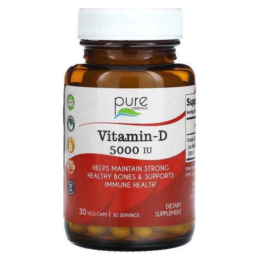 Основне фото товара Vitamin-D 5000 IU, Вітамін D3 Холекальциферол, 30 капсул