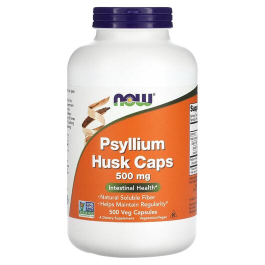 Основне фото товара NOW, Psyllium Husk Caps, Псиліум 500 мг, 500 капсул