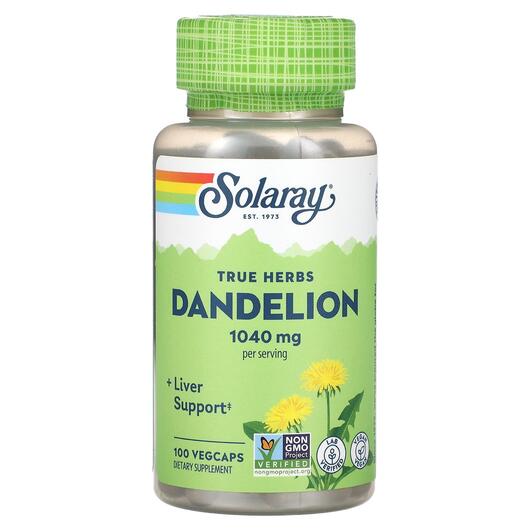 Основне фото товара Solaray, True Herbs Dandelion 520 mg, Кульбаба, 100 капсул