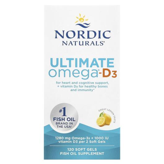 Основне фото товара Nordic Naturals, Ultimate Omega-D3, Омега 3, 120 капсул