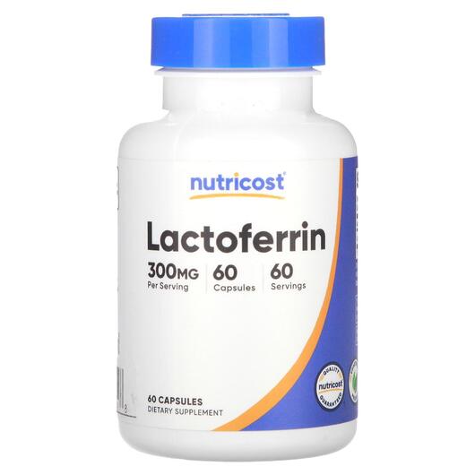 Основне фото товара Nutricost, Lactoferrin 300 mg, Лактоферрин, 60 капсул