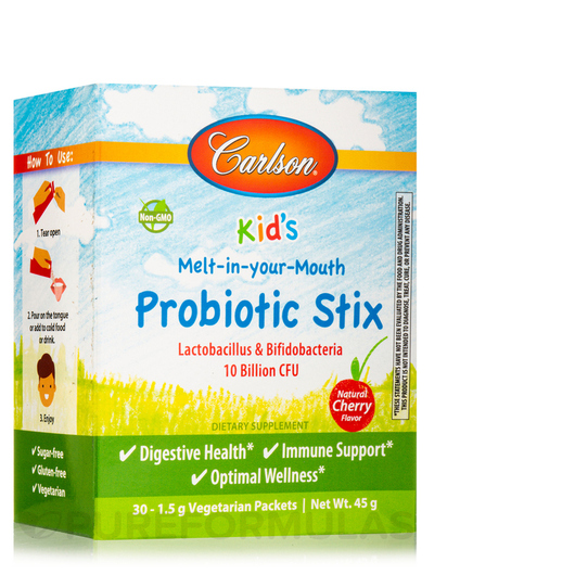 Основне фото товара Carlson, Probiotic Stix, Пробіотики для дітей, 30 пакетів