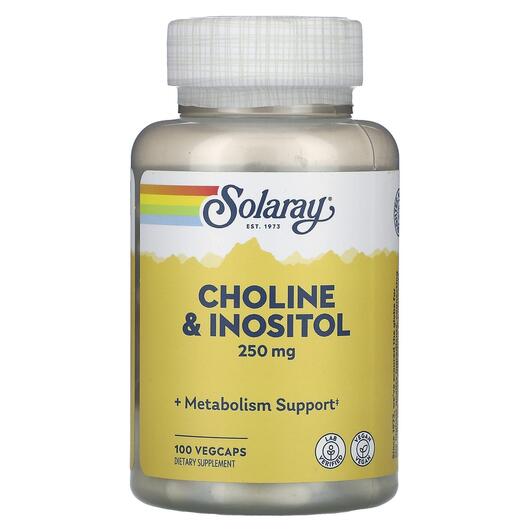 Основне фото товара Solaray, Choline & Inositol 250 mg, Холін та Інозитол, 100 ка