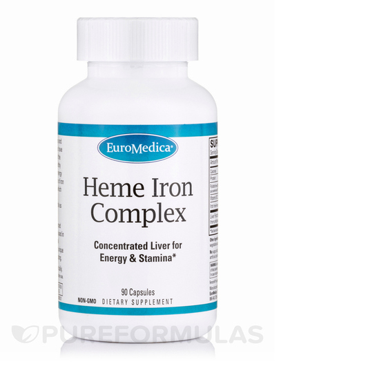 Основне фото товара EuroMedica, Heme Iron Complex, Залізо, 90 капсул