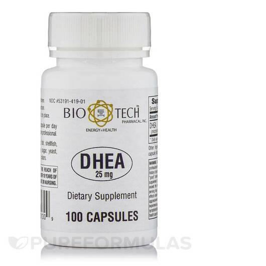 Основне фото товара Tech Pharmacal, DHEA 25 mg, Дегідроепіандростерон, 100 капсул