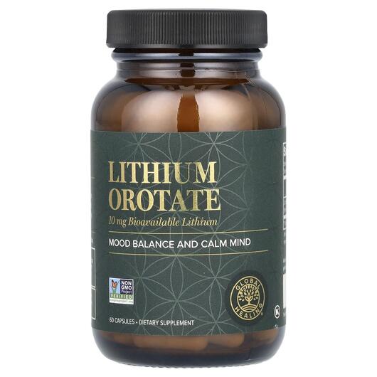 Основне фото товара Global Healing, Lithium Orotate 10 mg, Літій, 60 капсул