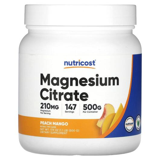Основне фото товара Nutricost, Magnesium Citrate Peach Mango, ПЕА, 500 г