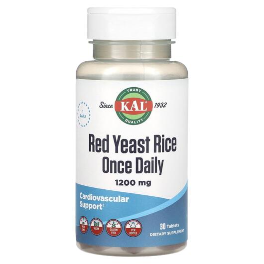 Основне фото товара KAL, Red Yeast Rice 1200 mg, Червоний дріжджовий рис, 30 таблеток