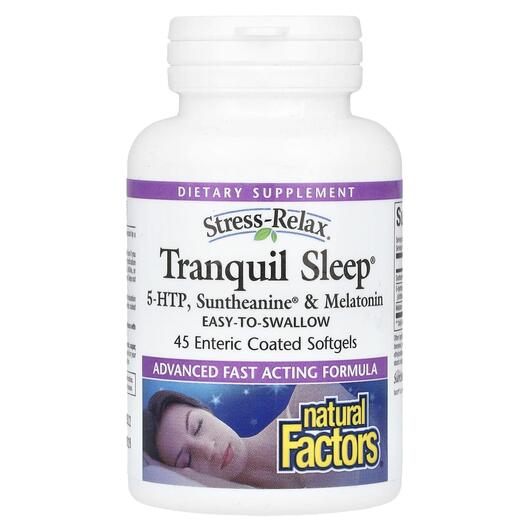 Основне фото товара Natural Factors, Tranquil Sleep, 5-гідрокситриптофан, 45 капсул