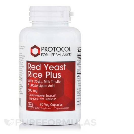 Основне фото товара Red Yeast Rice Plus 600 mg, Червоний дріжджовий рис, 90 капсул