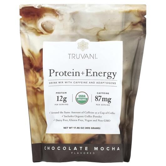 Основне фото товара Truvani, Protein + Energy Chocolate Mocha, Протеїн, 495 г