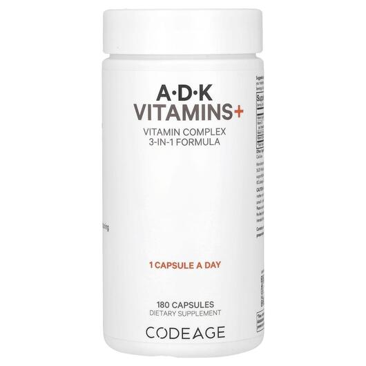 Основне фото товара CodeAge, Vitamins A.D.K Vitamins, Вітамін А Ретінол, 180 капсул