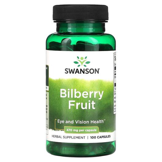 Основне фото товара Swanson, Bilberry Fruit 470 mg, Чорниця, 100 капсул