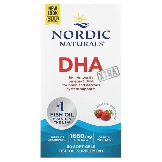 Основне фото товара Nordic Naturals, DHA Xtra, ДГК 1000 мг, 60 капсул