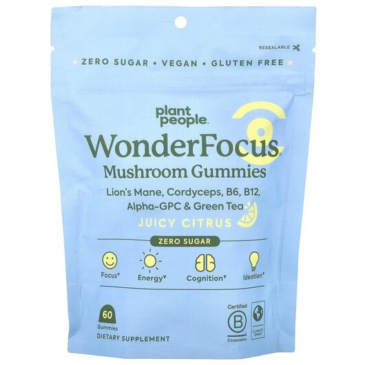 Основне фото товара WonderFocus Mushroom Gummies Juicy Citrus, Гриби, 60 таблеток