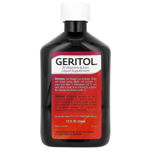 Основне фото товара Geritol, B-Vitamins & Iron Liquid Supplement, B-комплекс, 354
