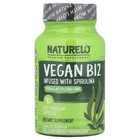Основне фото товара Vegan B12 Infused with Spirulina, Вітамін B12 Кобаламін, 90 капсу
