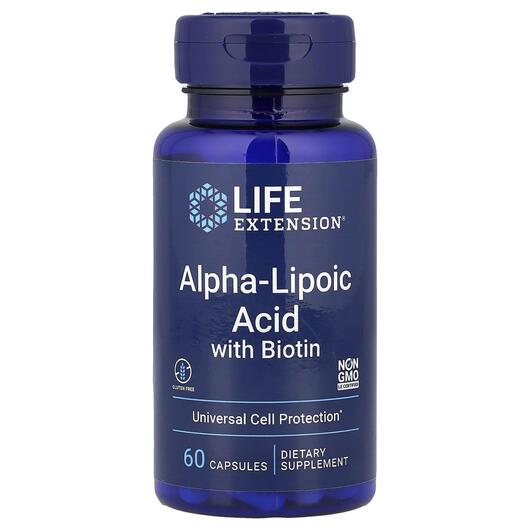 Основне фото товара Alpha-Lipoic Acid with Biotin, Альфа-ліпоєва, 60 капсул