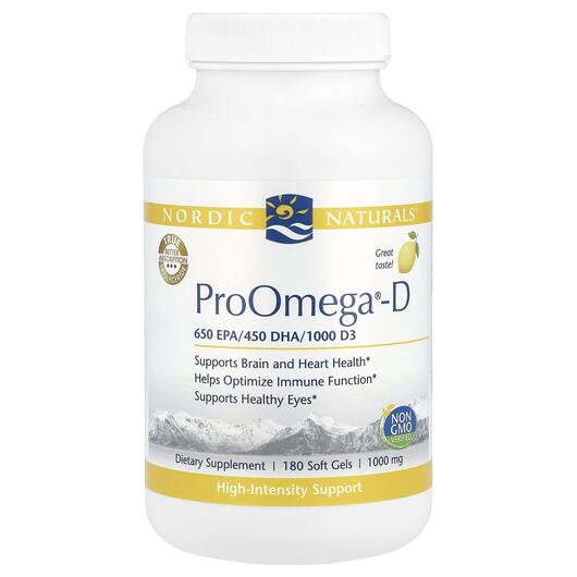 Основне фото товара Nordic Naturals, ProOmega-D 1000, Омега 3, 180 Soft gels
