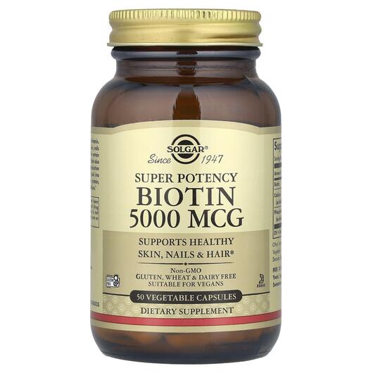 Основне фото товара Solgar, Biotin 5000 mcg, Біотин 5000 мкг, 50 капсул
