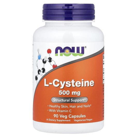 Основне фото товара NOW, L-Cysteine, L-Цистеїн, 90 капсул