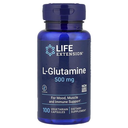 Основне фото товара Life Extension, L-Glutamine 500 mg, L-глутамін 500 мг, 100 капсул