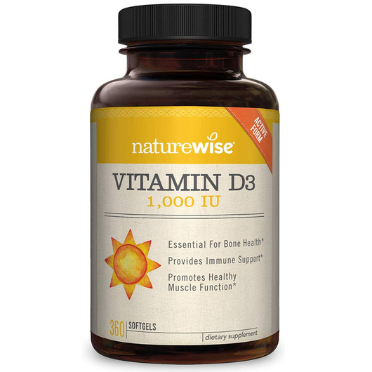 Основне фото товара Naturewise, Vitamin D3 1000 IU, Вітамін D3 1000 IU, 360 капсул