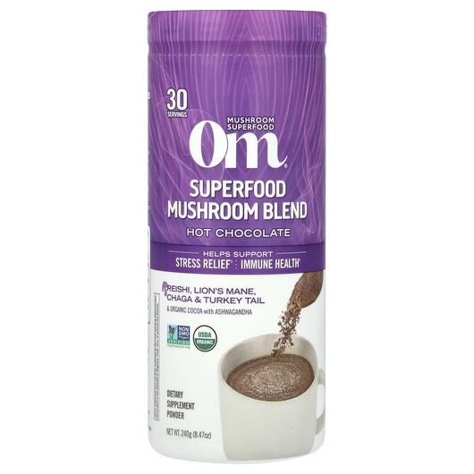 Основне фото товара Om Mushroom Superfood, Mushroom Hot Chocolate Blend, Гриби, 240 г